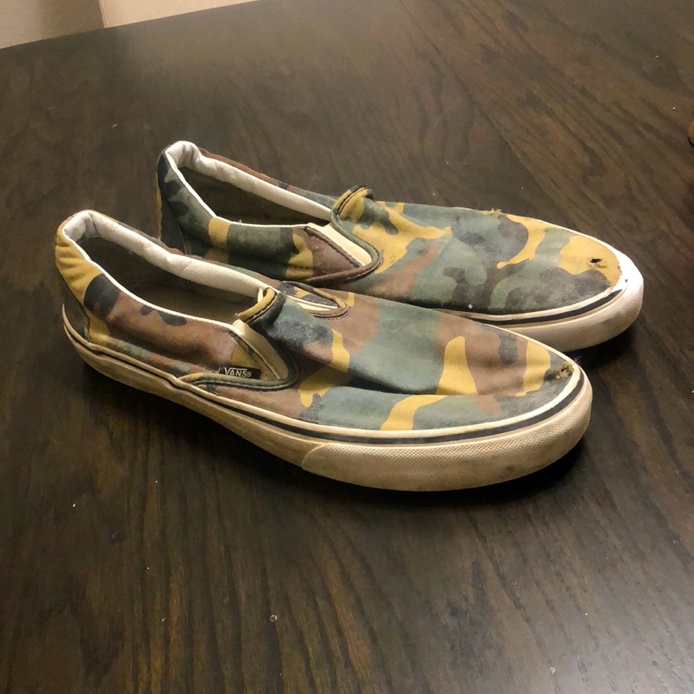 Camouflage Patterned Vans Slip On